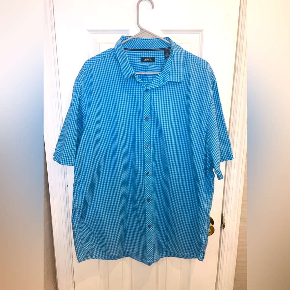 NWOT Alfani reg fit blue short sleeve casual button down XXL